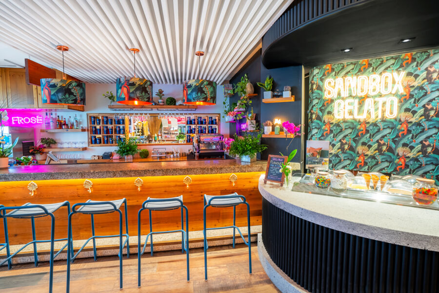 Inside Sandbox’s bar and gelato shop.